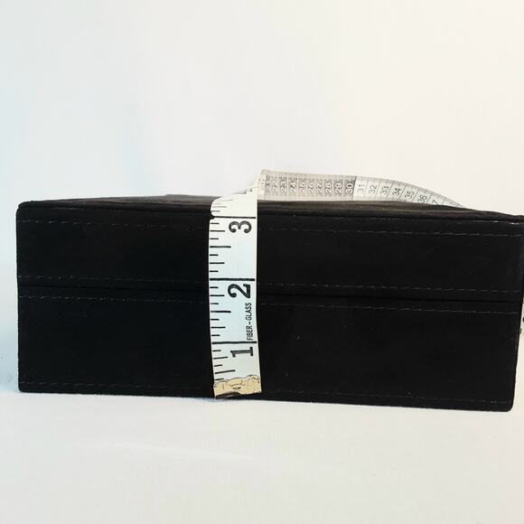 Black Velvety Fabric Lined Jewelry Box Multi Compartments Mirror Locking  Key - Picture 13 of 13